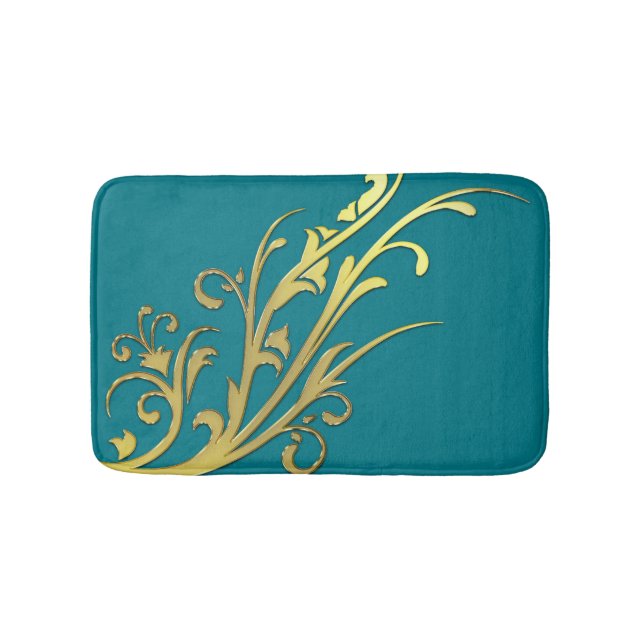 Tapis De Bain Fleur Or Abstraite de luxe Faux (Devant)