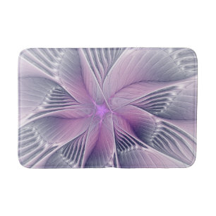 Tapis De Bain Fleur Rose Assez Moderne Art Fractal Abstrait