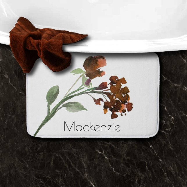 Tapis De Bain Fleur sauvage | Terracotta Orange Bohemian Custom (Créateur téléchargé)