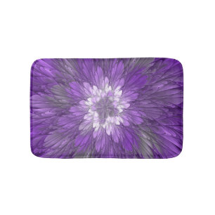 Tapis De Bain Fleur Violette Psychedelique Art Fractal Abstrait
