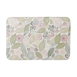 Tapis De Bain Fleur Whimsical, sauge, rose, bain taupe Mat