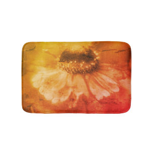 Tapis De Bain Fleur Zinnia Daisy Soft À Sepia Vintage