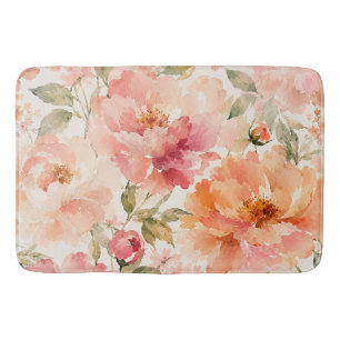 Tapis De Bain Fleurs aquarelles romantiques chaudes d'été