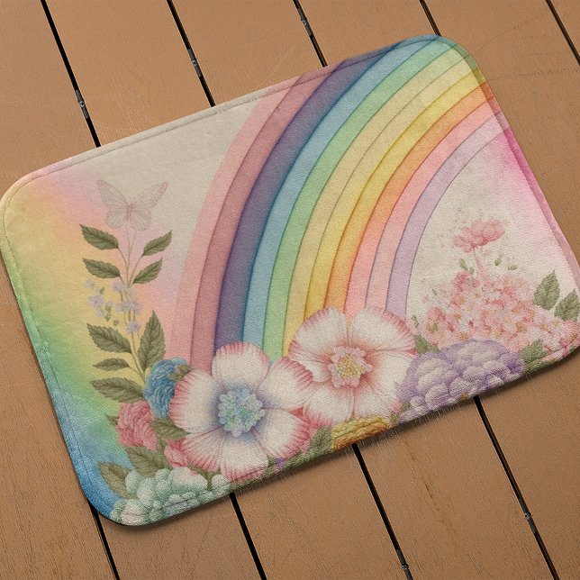 Tapis De Bain Fleurs Au Bout De L'Arc En Ciel (Créateur téléchargé)