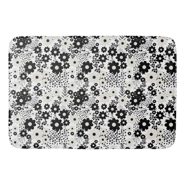 Tapis De Bain Fleurs beige et noire (Devant)