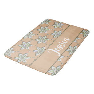 Tapis De Bain Fleurs blanches gravées sur bronze