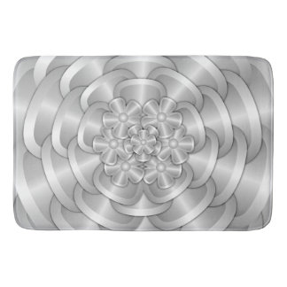 Tapis De Bain Fleurs Chrome - Mat Bain Argent