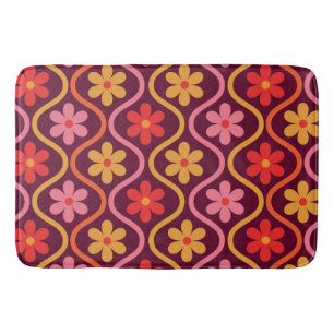 Tapis De Bain Fleurs colorées rétro sur Motif d'oignon Vintage