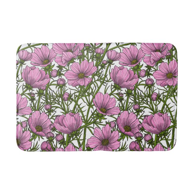 Tapis De Bain Fleurs Cosmos roses (Devant)