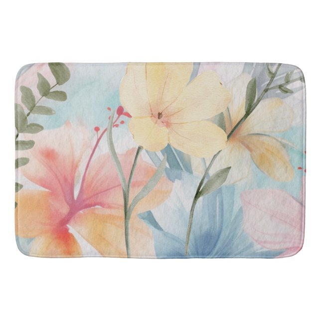 TAPIS DE BAIN FLEURS D'ART MODERNES PASTEL (Devant)