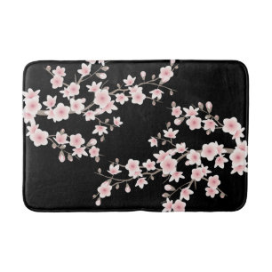 Tapis De Bain Fleurs de cerisier BLUSH rose noir