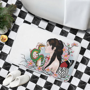 Tapis De Bain Fleurs de Cerisier Dragon Sérénité Fée Asiatique