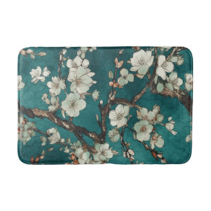 Tapis De Bain Fleurs de cerisiers rose pâle sur Aqua Arrière - p