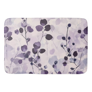 Tapis De Bain Fleurs de lavande eucalyptus aquarelle 