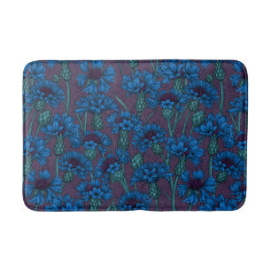 Tapis De Bain Fleurs de maïs bleues, fleurs sauvages