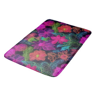 Tapis De Bain Fleurs de néon botanique