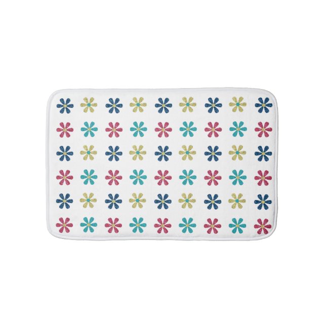 Tapis De Bain Fleurs de Parties scintillant dorées modernes et t (Devant)