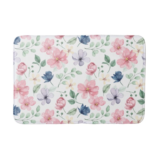 Tapis De Bain Fleurs de printemps et Motif Feuille (Devant)