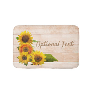 Tapis De Bain Fleurs de soleil rustiques sur bois