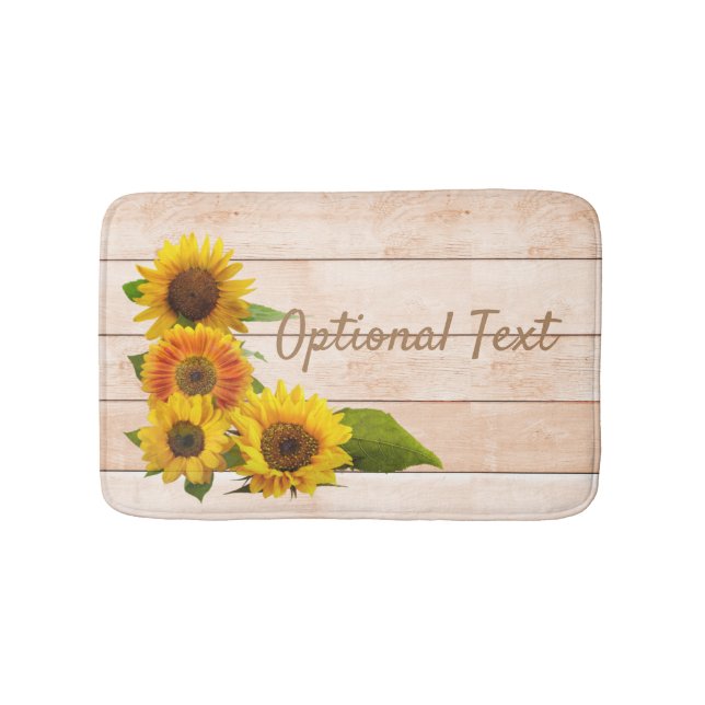 Tapis De Bain Fleurs de soleil rustiques sur bois (Devant)