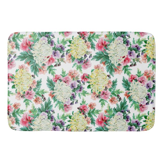 Tapis De Bain Fleurs d'été colorées motif (Devant)