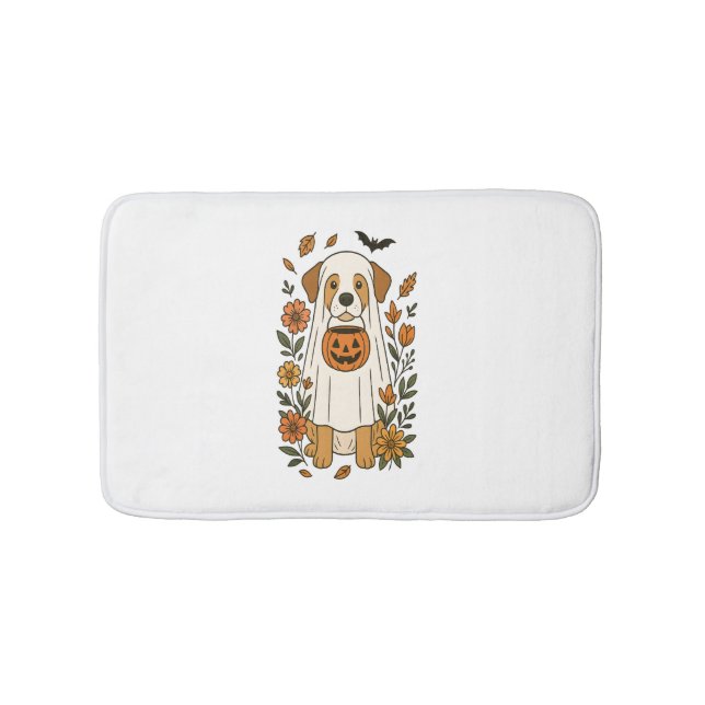 Tapis De Bain Fleurs d'hiver du Labrador d'Halloween (Devant)