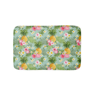 Tapis De Bain Fleurs et ananas tropicaux