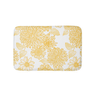 Tapis De Bain Fleurs et Feuilles jaunes
