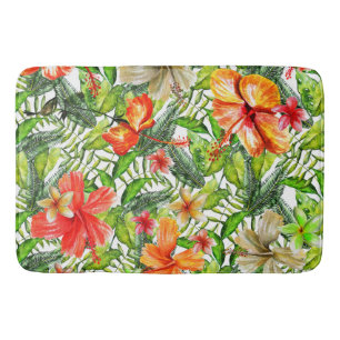 Tapis De Bain Fleurs exotiques tropicales de fleur de ketmie de