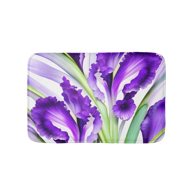 Tapis De Bain Fleurs florales d'Iris violet (Devant)