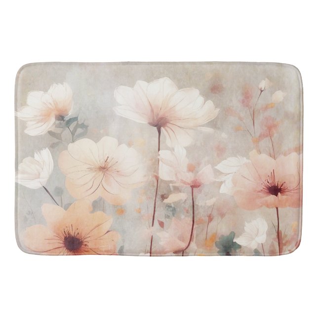 Tapis De Bain Fleurs florales Orange Beige Peach Design 328 (Devant)