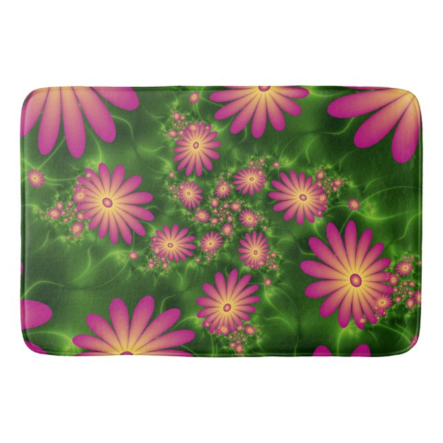 Tapis De Bain Fleurs Imaginaires roses Art Fractal Abstrait mode (Devant)