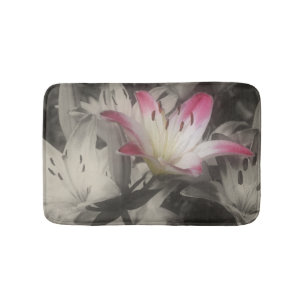 Tapis De Bain Fleurs Lys En Noir Et Blanc