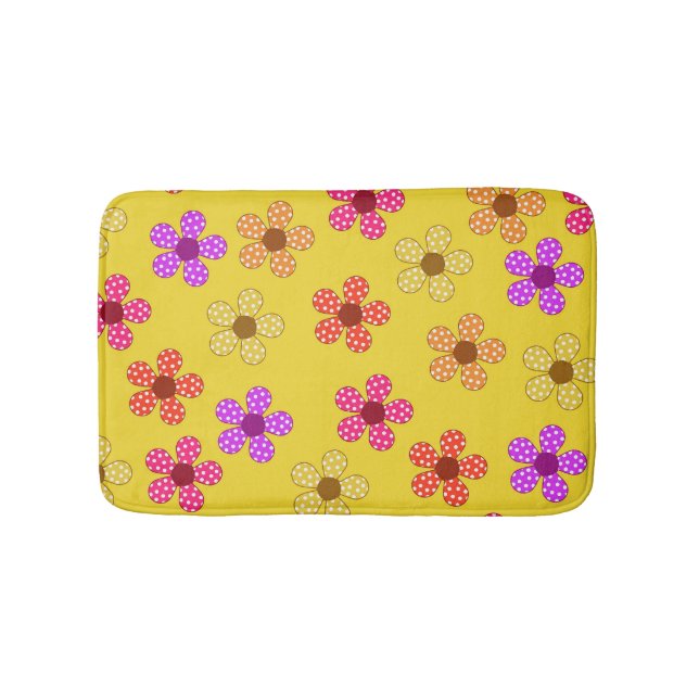 Tapis De Bain Fleurs pointillées sur le chaume jaune (Devant)