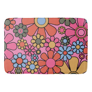 Tapis De Bain Fleurs rétro 60s les années 70 brillant motif flor