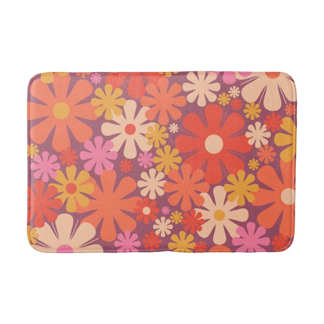 Tapis De Bain Fleurs rétro 60s les années 70 esthétique motif fl (Devant)