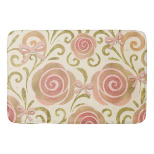Tapis De Bain Fleurs roses et or avec des roses de princesse à r