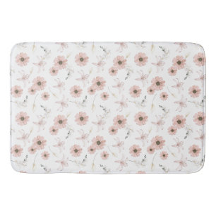 Tapis De Bain Fleurs roses pastel aquarelle Art