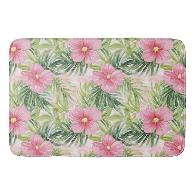 Tapis De Bain Fleurs roses tropicales (Devant)