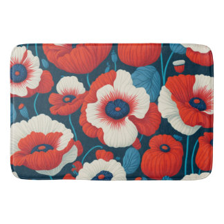 Tapis De Bain Fleurs rouges radiantes et pavots