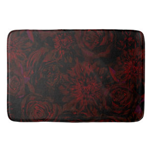 Tapis De Bain Fleurs rouges romantiques de jardin sombre gothiqu