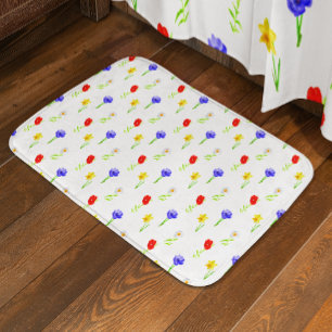 Tapis De Bain Fleurs sauvages aquarelle