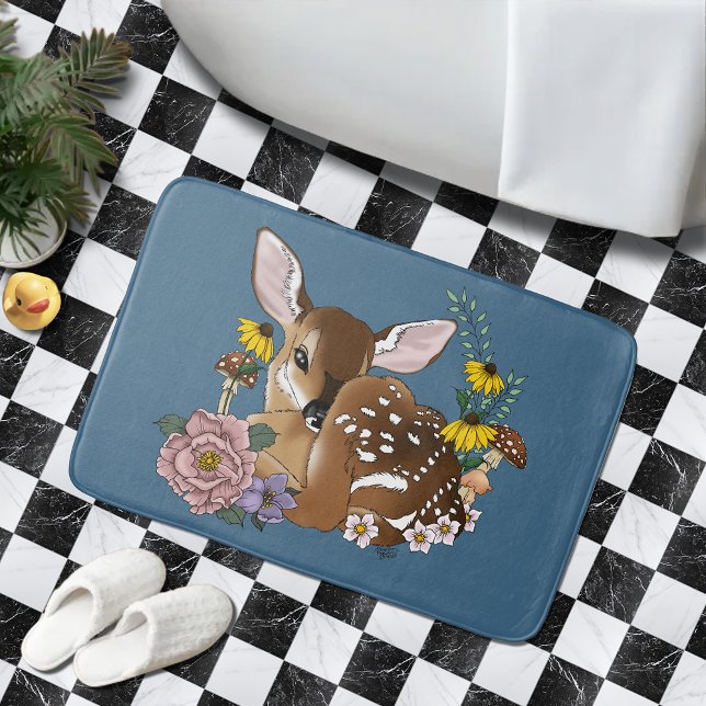 Tapis De Bain Fleurs sauvages bleu pâle (Créateur téléchargé)