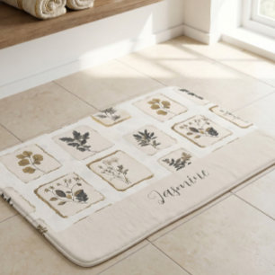 Tapis De Bain Fleurs sauvages séchées et pressées Monogramme 