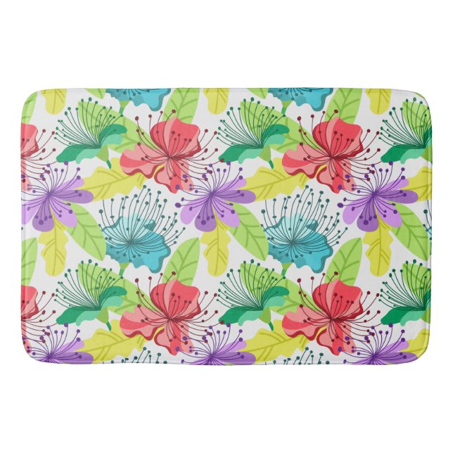 Tapis De Bain Fleurs tropicales sans couture motif (Devant)