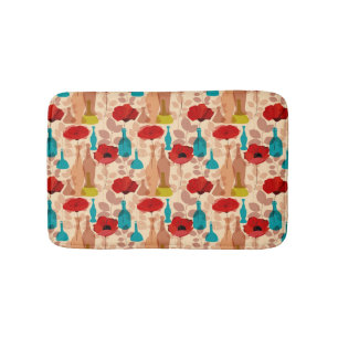 Tapis De Bain Fleurs, vases et bouteilles motif
