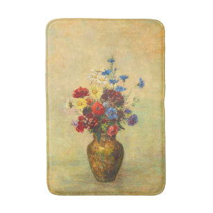 Tapis De Bain Fleurs vintages dans un vase (1910) par Odilon Red