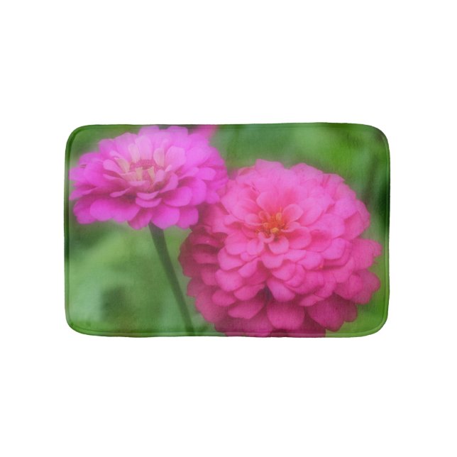 Tapis De Bain Fleurs Zinna Roses (Devant)