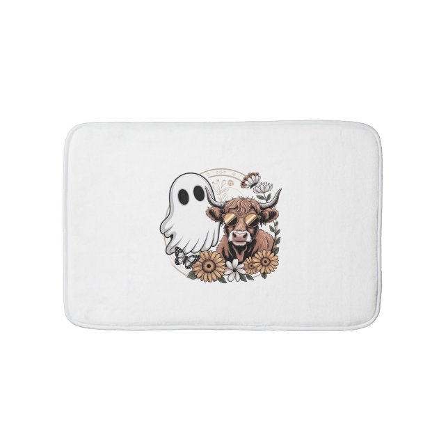 Tapis De Bain Floral Automne Highland Cow Ghost (Devant)
