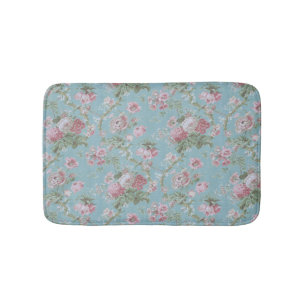 Tapis De Bain Floral bleu de cottage Girly